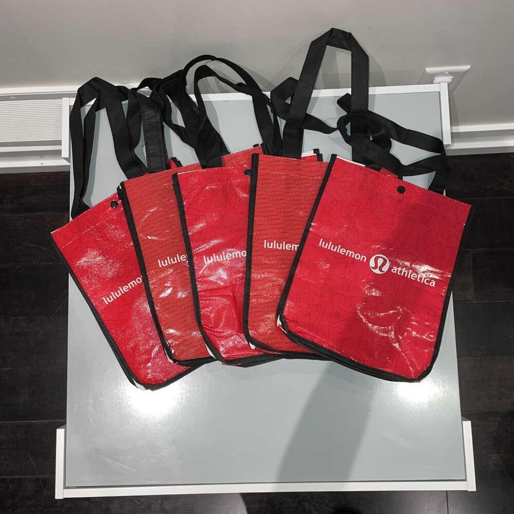 SET OF 5 Vintage / Exclusive LULULEMON reusable tote bags NEW WITHOUT TAG
